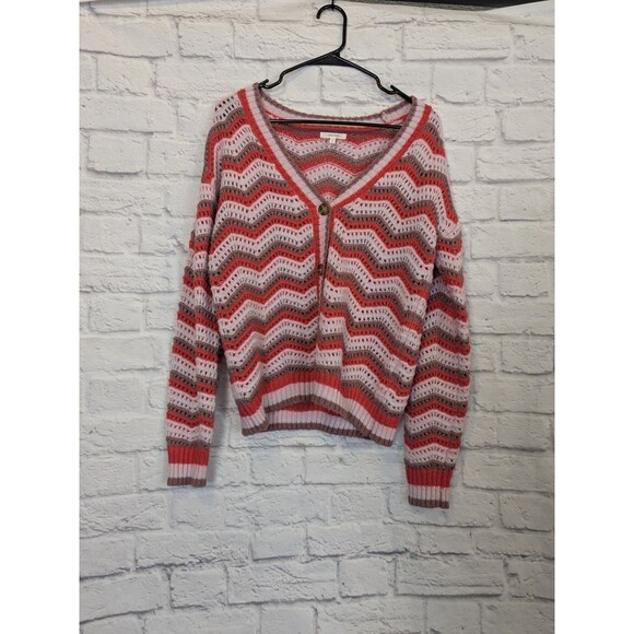 Maurices Chevron Crochet Open Knit Cardigan Oversized Woman's Size Small - Picture 1 of 8